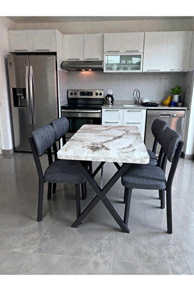 NESU EV 70 x 110 Masa Elma Sandalye Takımı, 4 Kişilik Mutfak Masa Takımı Beya...