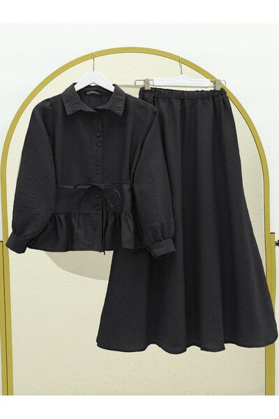 HİJABAYA Διπλό Σετ Φούστα με Βολάν και Ζώνη