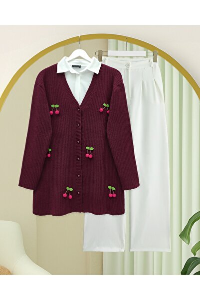 HİJABAYA Πλεκτή ζακέτα με κουμπιά με κεράσια