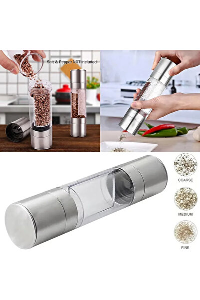 ABYZ Double Manual Spice Grinder, Stainless Steel, Adjustable, 5x20cm – Fine and Coarse Grinding