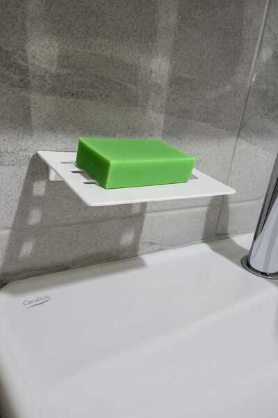 ESC STEEL SABUNLUK DUVAR TİPİ BEYAZ ( 2 ADET VİDA DÜBEL DAHİL ) PASLANMAZ ÇELİK