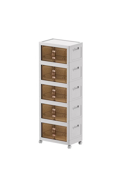 NKX 5 Layers Multi-Functional Foldable Storage Cabinet with Doors and Wheels (170L)