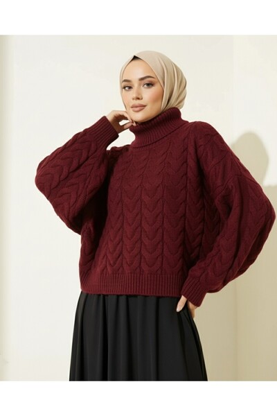 HİJABAYA Πλεκτό πουλόβερ με μοτίβο με ψηλό λαιμό