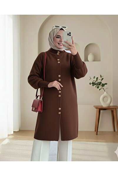 HİJABAYA Μαλακή ζακέτα με μακριά γένια και κουμπιά στο μπροστινό μέρος