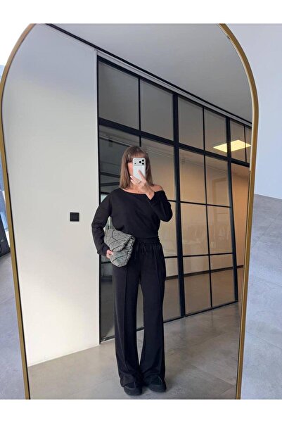 RAPAPA Women's Oversized Fit Black Tracksuit Set – Comfortable & Modern Style 1014 S