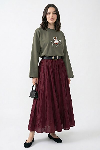 InStyle Owl Embroidered Oversized Khaki Sweat