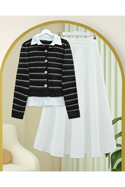 HİJABAYA Πλεκτή ζακέτα με λεπτομέρεια πουκάμισου με κουμπιά