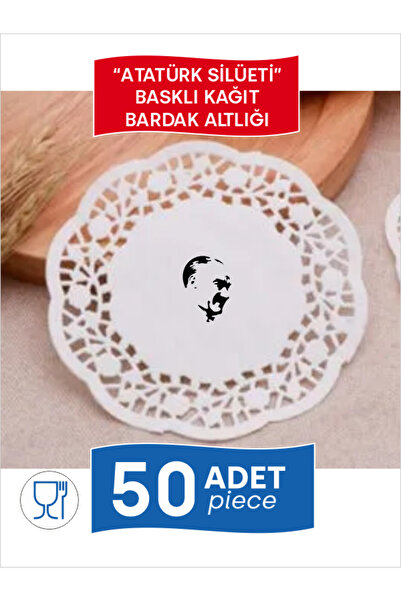 Home Ataturk Printed Paper Napkins Coasters 50 Pieces