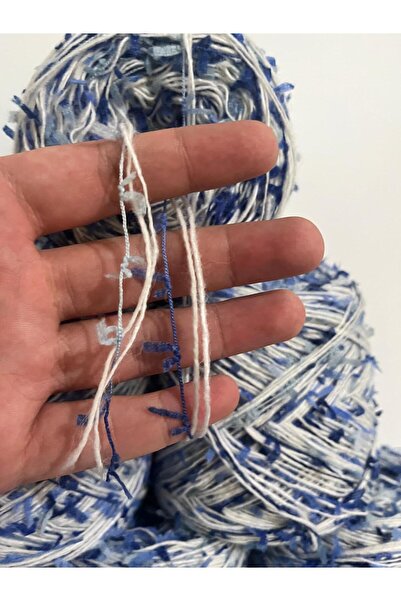 İPEK YÜN İPLİK DÜNYASI Wool Acrylic Knitting Yarn 2 Ply (Off White) Charcoal (Blue Shades) Mix 100Gr