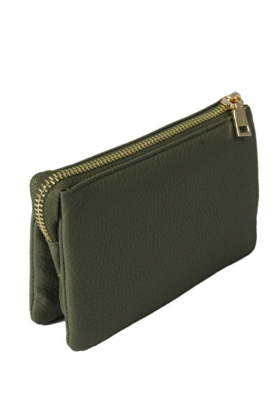 Metropolitan Mpcuz 401 Women's Unisex, Genuine Leather, Wallet Card Holder, Portfolio Khaki
