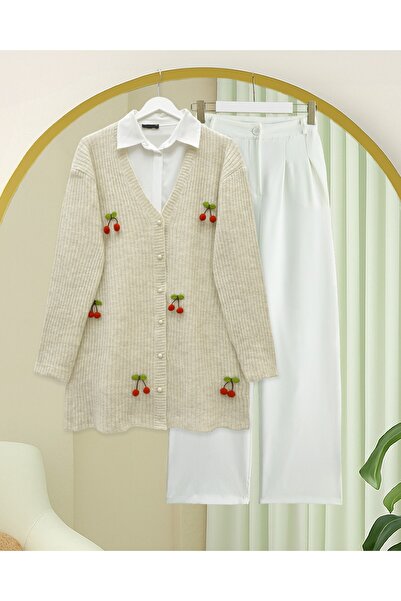 HİJABAYA Πλεκτή ζακέτα με κουμπιά με κεράσια