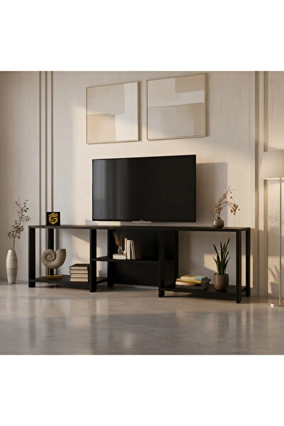 Stylish Home Modern wooden TV stand in black _mztv01