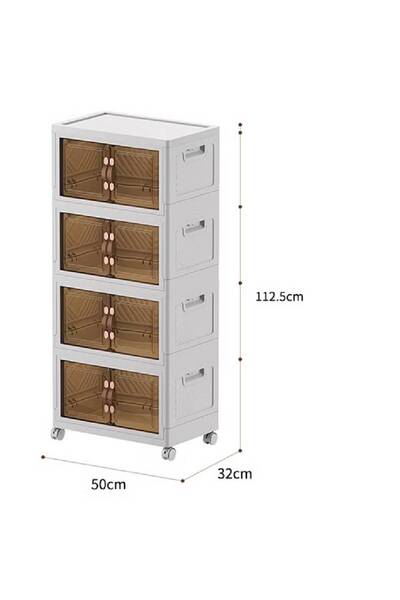 NKX 4 Layers Multi-Functional Foldable Storage Cabinet with Doors and Wheels (136L)