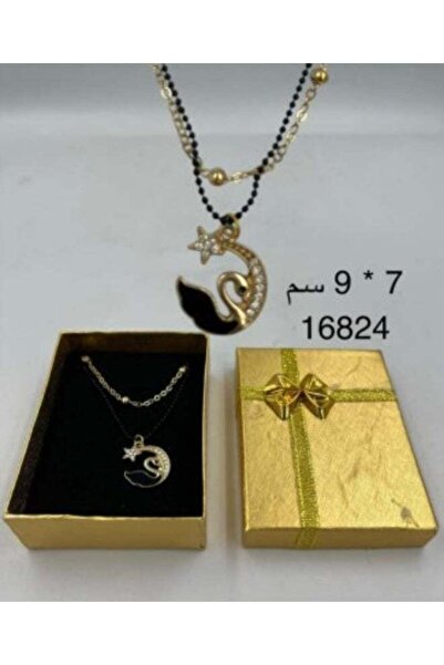 Gerenic قلادة بتصميم بجعة سوداء 7*9 سم