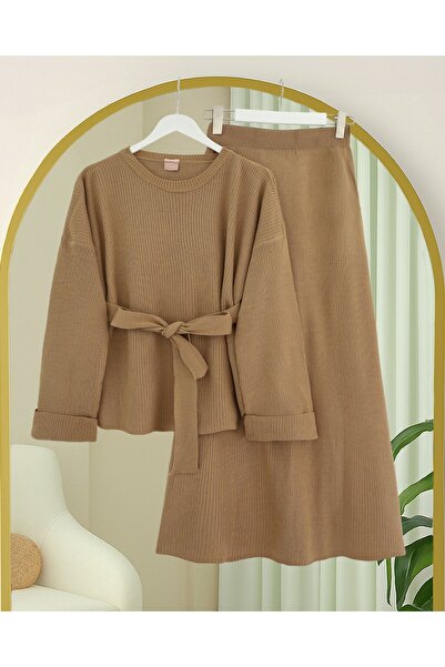 HİJABAYA Σετ πλεκτών ενδυμάτων άνοιγμα με πτυσσόμενο μανίκι και ζώνη μέσης