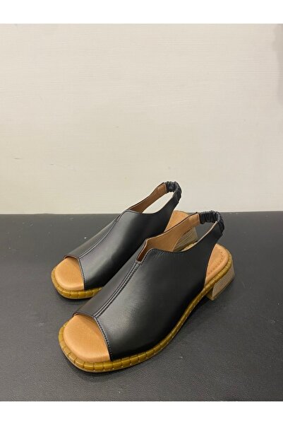 Özay Kadın Hakiki Deri Lastikli Sandalet