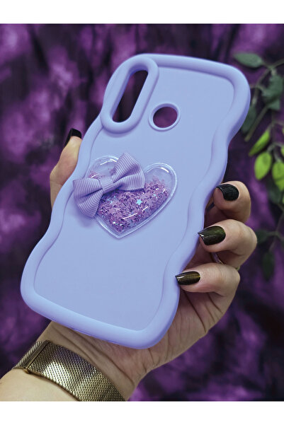 Magic Ring Huawei P30 Lite Compatible Heart and Ribbon Star Glitter Lilac Phone Case