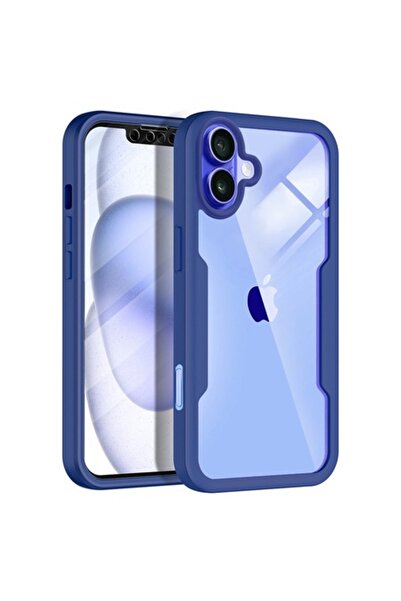 Techsuit Carcasă de telefon compatibilă cu iPhone 16 + protecție ecran, rezistentă la impact, W2385, albastră