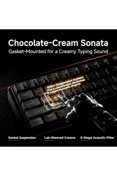 Dierya DK68E 60% Mechanical Gaming Keyboard, Hot-Swappable, RGB, Volume Knob (Black)