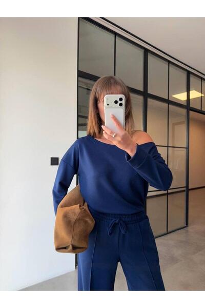 RAPAPA Women's Oversized Fit Blue Tracksuit Set – Comfortable & Modern Style 1014 m