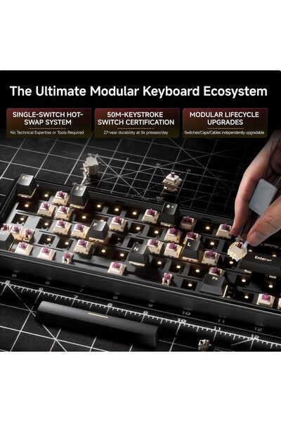 Dierya DK68E 60% Mechanical Gaming Keyboard, Hot-Swappable, RGB, Volume Knob (Black)