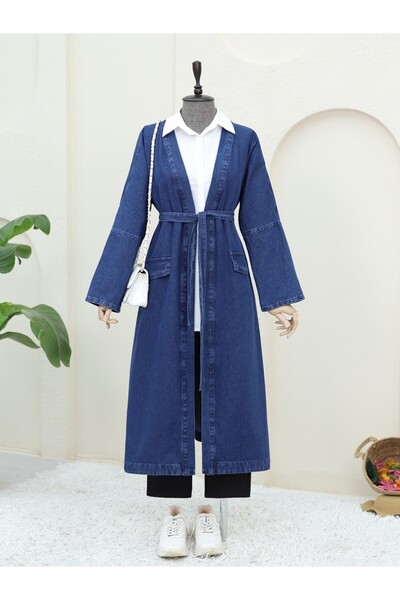 HİJABAYA Подробно джобно дънково яке с колан