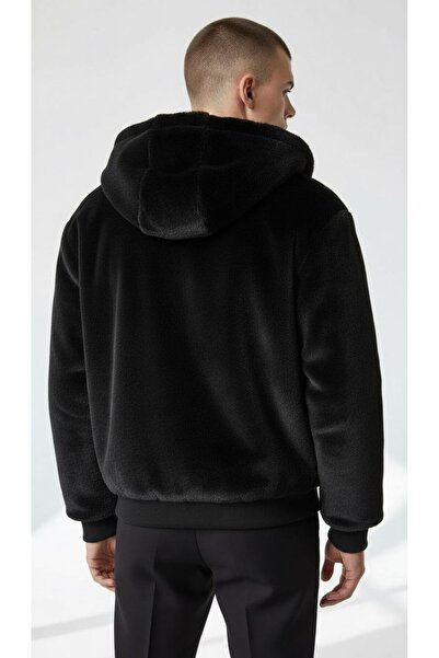 Plus Scorpion oversized Ανδρικό παλτό από γούνα διπλής όψης – με κουκούλα , Χειμερινό και ζεστό