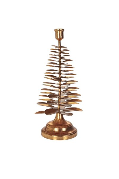 Porland Kozalak Altın Rengi Şamdan 31cm