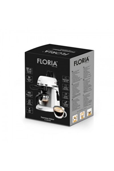 Floria ZLN 9359 Espresso Machine – 800 W, 3.5 bar, 4 cups, overheat protection, white