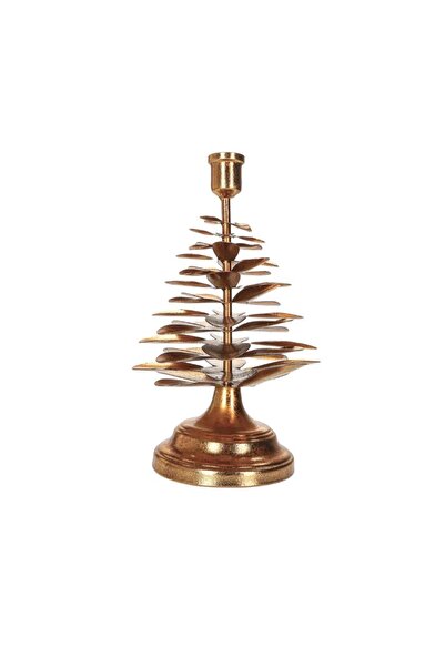 Porland Kozalak Altın Rengi Şamdan 24cm