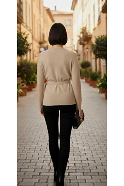 KİM Kİ O Γυναικεία μπλούζα με κορδόνι που δένει με κορδόνια KRU διπλό πέτο KA YUMOŞ