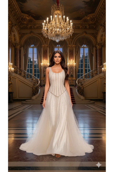 berlanty Royal evening dress with a bejeweled corset bodice