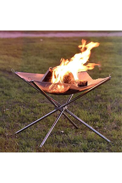 denix A foldable stainless steel mesh fire pit with a carrying bag, suitable for lighting fires in the garden, picnics, and barbecues.