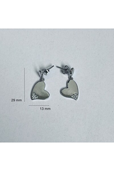 Jolie Silver Cercei din argint 925 Jolie Silver, model inimă cu zirconiu, 29 x 13 mm, 2,8 g