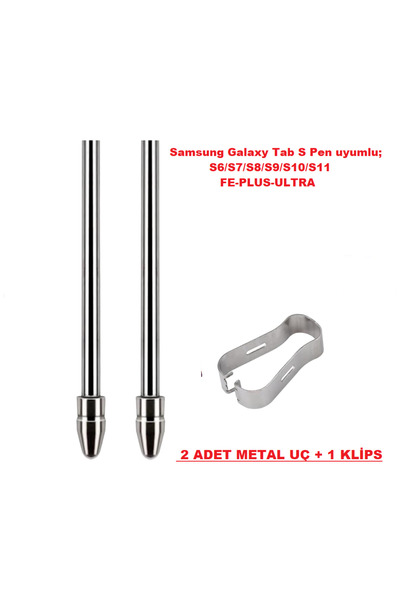 gökmer S Pen Tablet Compatible Pen Tip S6/S6+/S7Fe/S7+/S8/S8Fe/S9/S9Ultra/S10/S10Ultra/S11 (2 Metal Pieces)