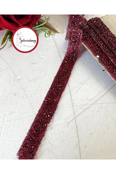 Gelincimherşey Ütü İle Yapışan Bordo Taşlı Şerit 1.5 cm 3 mt