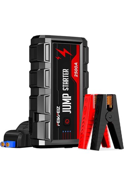 FEIKFEIZ جهاز بدء تشغيل السيارة 2500 أمبير 22800 مللي أمبير في الساعة يدعم جميع السيارات التي تعمل بالبنزين وسيارات الديزل سعة 8.0 لتر مع شحن سريع USB 3.0