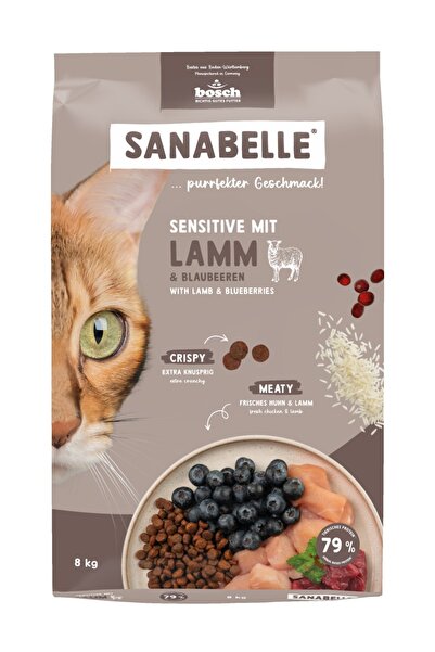 Sanabelle Yeni Ambalaj Sensitive Hassas Kuzulu Yetişkin Kedi Maması 8 kg