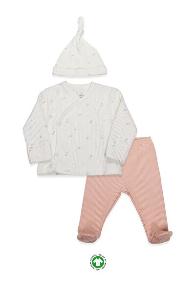 Budi Bistyle bloom white 3-piece bodysuit set 13112 ecru dusty rose