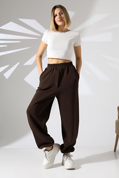 ModaPlaza Γυναικείο παντελόνι με 3 κορδόνια με λάστιχο στο κάτω μέρος 22135