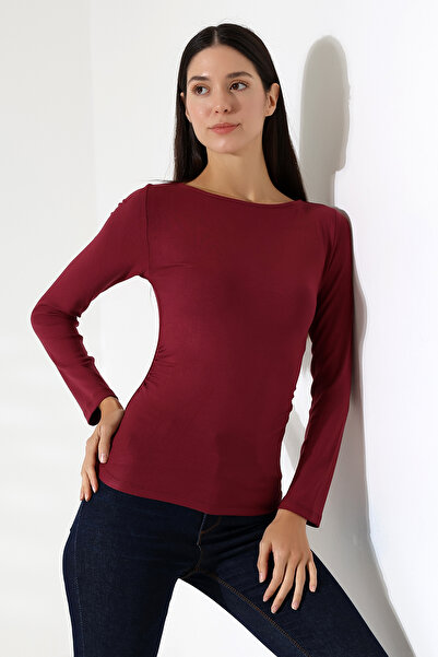 ModaPlaza Boat Neck Gathered Side Blouse 21951