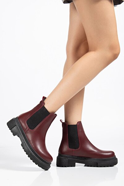 Zerenyus Zri̇n812-2137 Premium Burgundy Elastic Daily Women's Boots