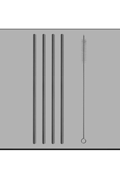 OEM Metal Straws with Cleaning Brush 6x175mm - 4pcs