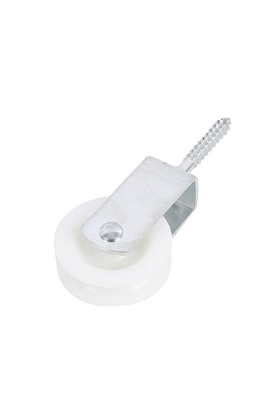Lawazim Screw Plastic Pulley 50mm White - Integrated Screw Hanging Pulley