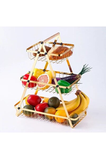 Modern shop صينية فواكه وخضراوات ذهبية بثلاث طبقات