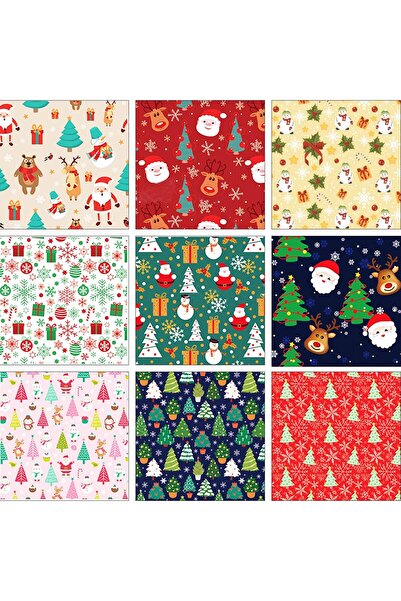 Generic 10 Sheets Christmas Wrapping Paper Set 63 Stickers 2 Ribbons 75x51cm Santa Snowflake Holiday Decor
