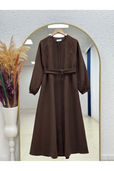MİHRA STORE Fatoma Kol Ucu Lastikli Gizli Fermuarlı Pardesü-NL1181 Kahve