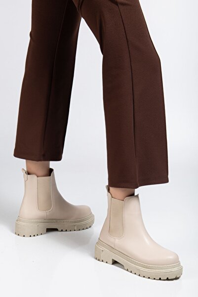 Zerenyus Zri̇n812-2137 Premium Beige Elastic Daily Women's Boots