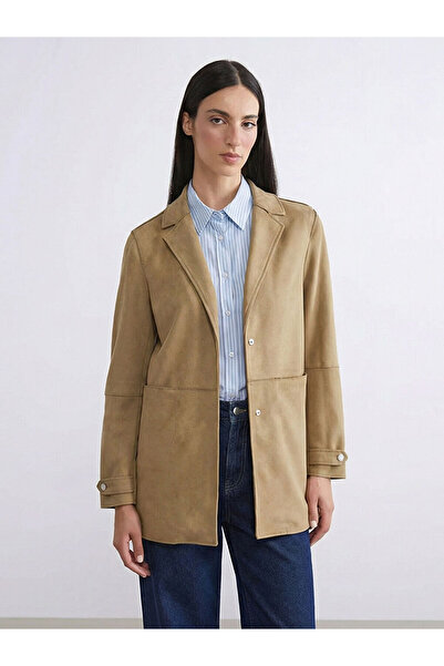 LC Waikiki Khaki Women's Suede Blazer Jacket