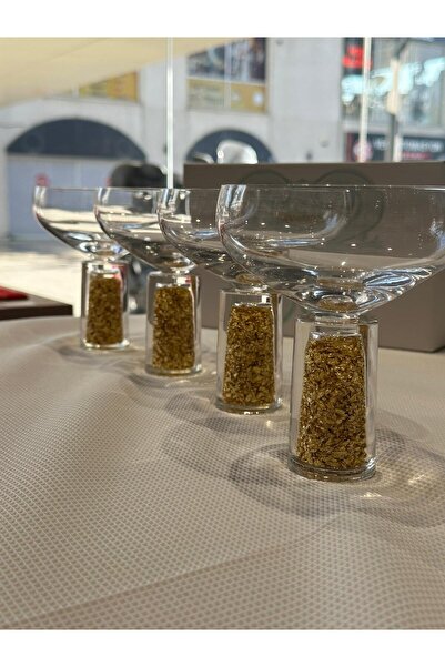 Mikasa Moor Gold Silver 4-Piece Glass Ice Cream Container